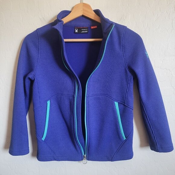 Spyder Encore Full Zip Jacket Fleece Lined Mock Neck Indigo Blue Size Kids 10-12 - Picture 8 of 12